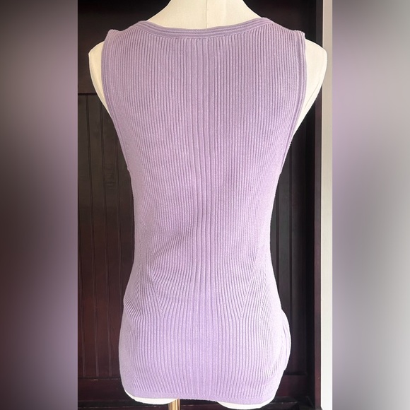 WHBM Y2K Pastel Sweetheart Lilac Ribbed Knit Tank Top Casual Coquette Staple | L - Picture 7 of 12